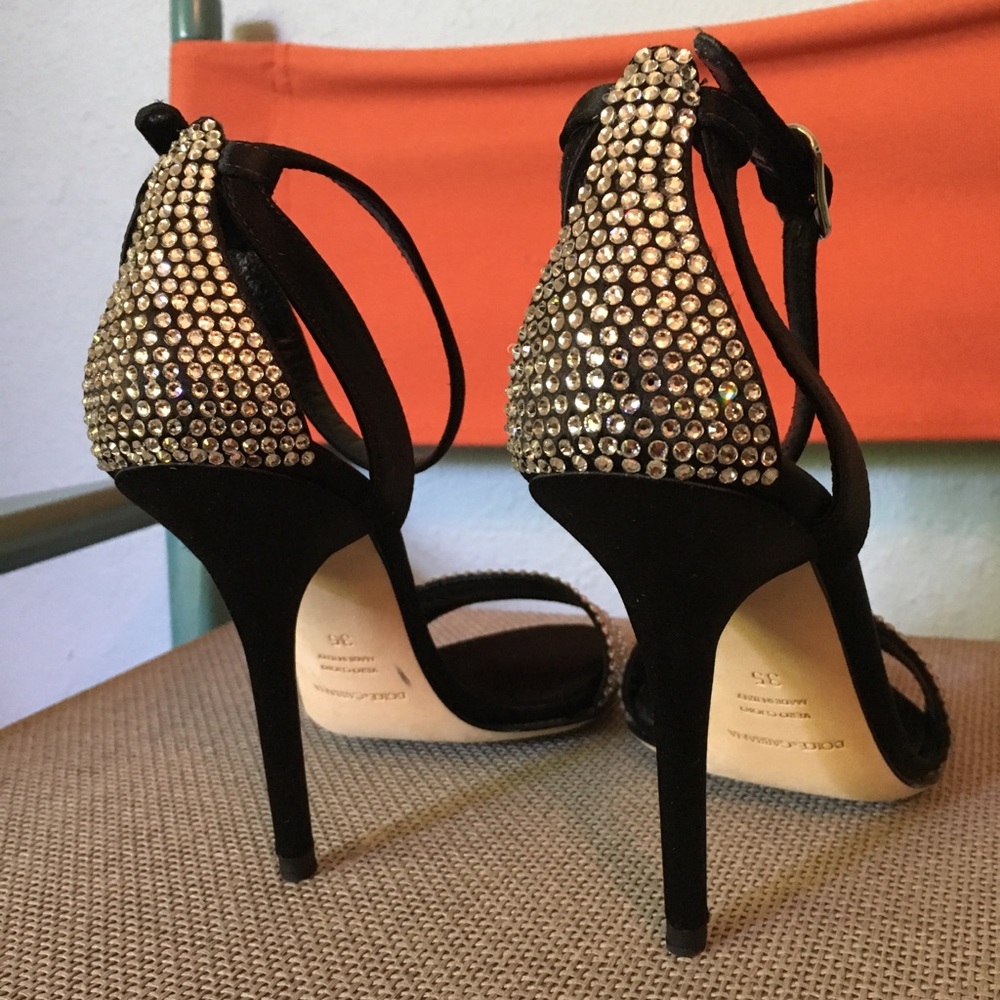Dolce and Gabbana Black Rhinestone Sandal Heels - Picture 5 of 6